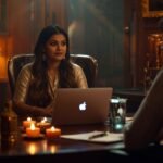 make a poster based on vastu shashtra---shwoing a indian vastu expert in her office giving consultation to a lady --show a laptop on table and table has products of vastu and candles in room self (8)